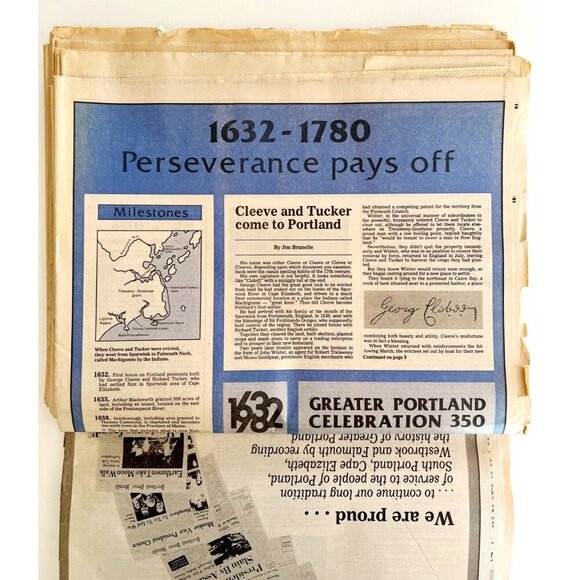 Portland Maine 350th Anniversary Newspaper 1982 Complete Vintage Press Herald - Picture 2 of 11